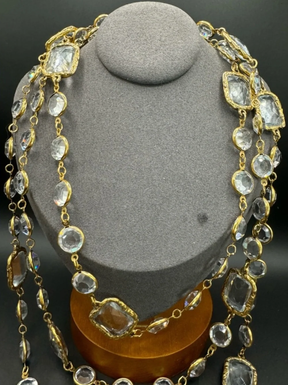 Chanel 24K Gold Plated 1981 Vintage Chicklet Long Opera Necklace, Collectors
